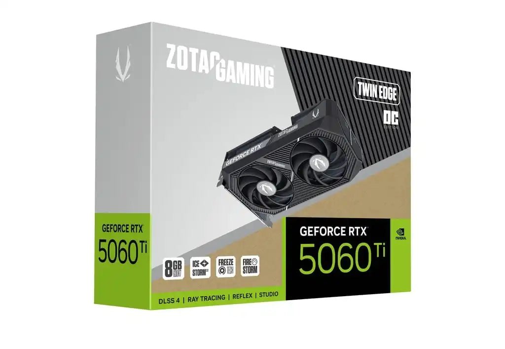 ZOTAC GAMING GeForce RTX 5060 Ti 8GB Twin Edge OC Graphics Card | ZT - B50610H - 10M - 8886307700643 - Vektra Computers LLC ZOTAC GAMING GeForce RTX 5060 Ti 8GB Twin Edge OC Graphics Card | ZT - B50610H - 10M - 8886307700643 - Vektra Computers LLC